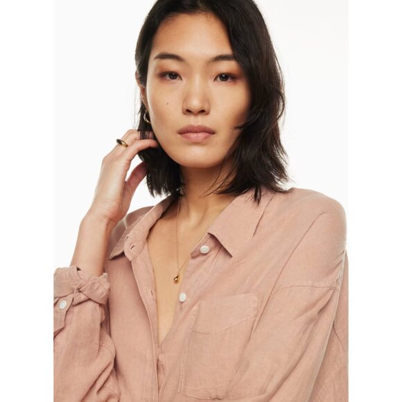 Aritzia Wilfred Free | Relaxed Linen Shirt In Terracotta - Picture 5 of 12